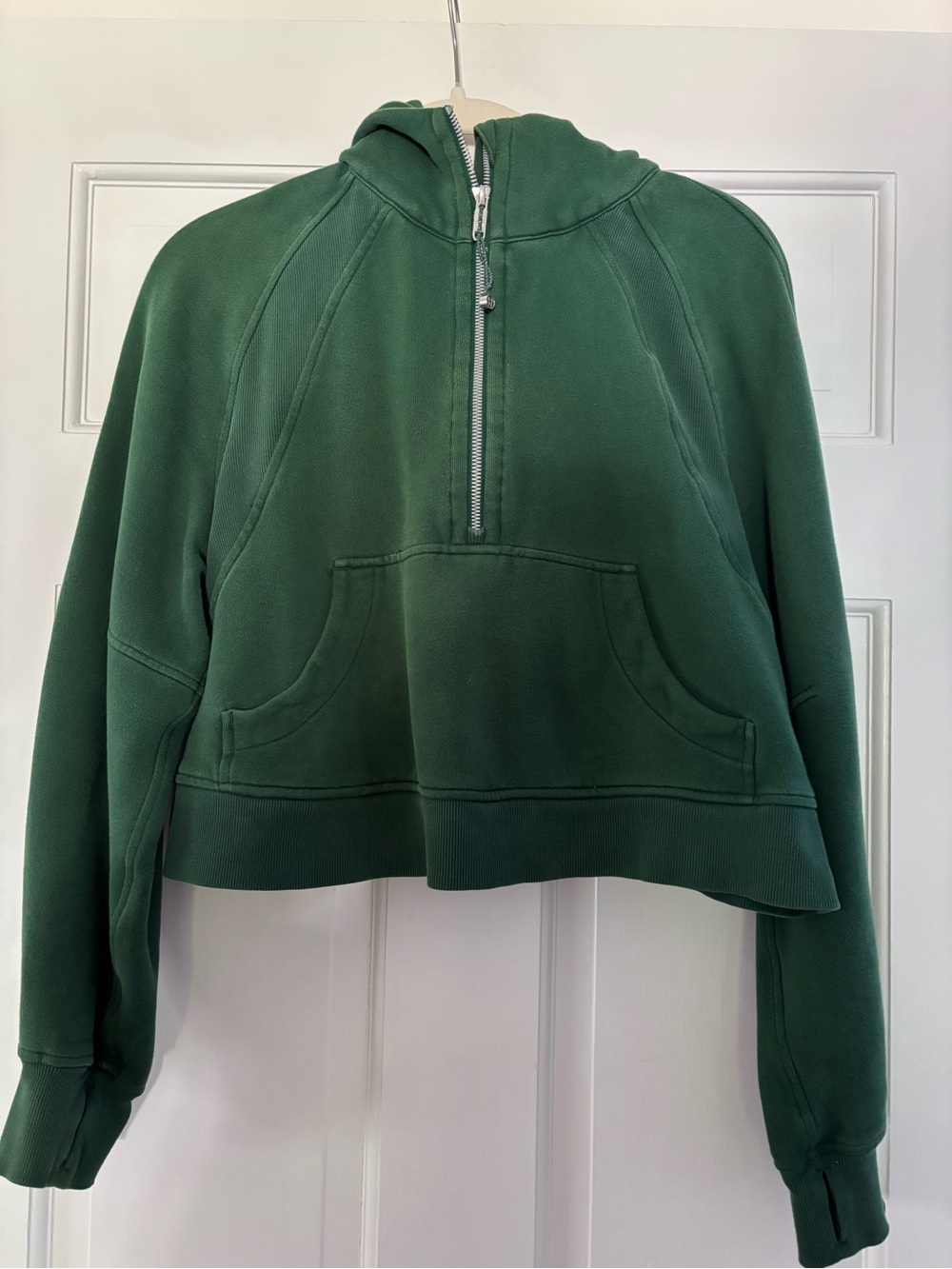 lululemon athletica Dark Green Cropped Half-Zip Hoodie